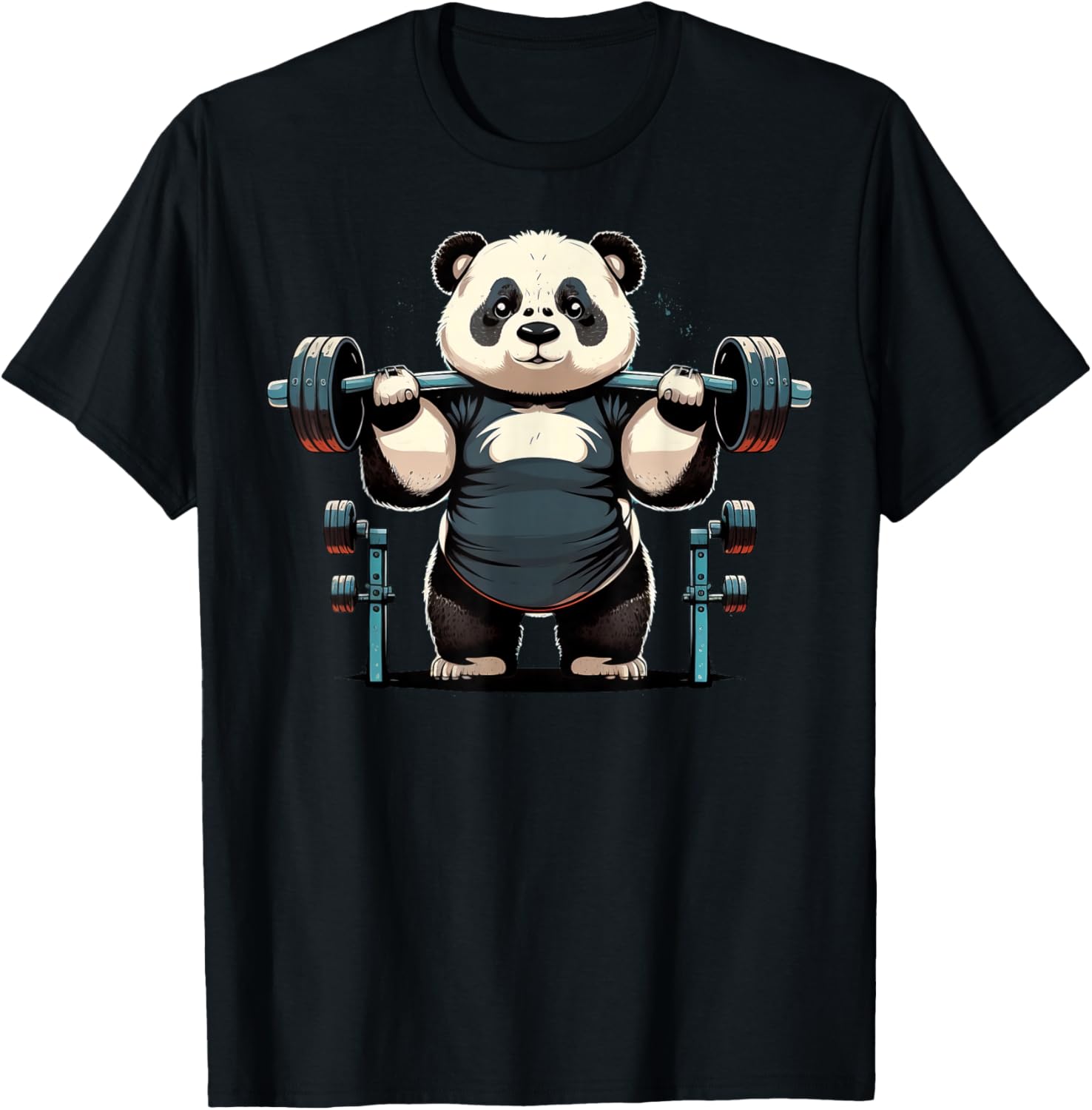 Panda Weightlifting Funny Fitness Gym Panda T-Shirt - T-Shirt | Black