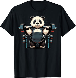 Panda Weightlifting Funny Fitness Gym Panda T-Shirt - T-Shirt | Black