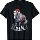 Cute Horse Christmas Santa Hat Xmas Pony Pajama T-Shirt - T-Shirt | Black