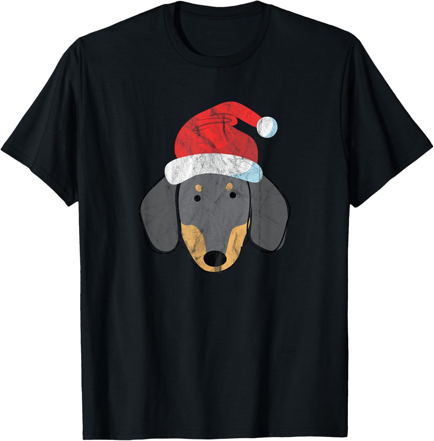 Santa Hat Dachshund PJs Christmas Xmas Wiener Weiner Dog Men Women T-Shirt - T-Shirt | Black