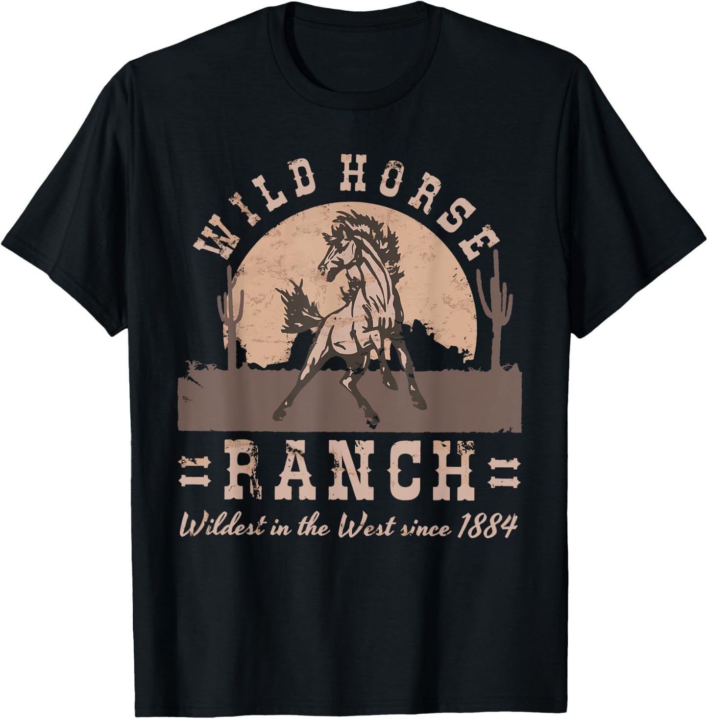 Wild Horse Ranch Distressed Western Graphic T-Shirt - T-Shirt | Black