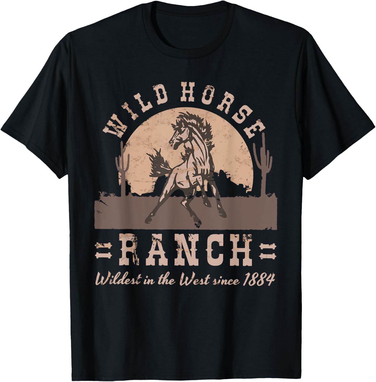 Wild Horse Ranch Distressed Western Graphic T-Shirt - T-Shirt | Black