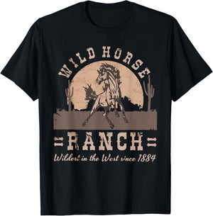 Wild Horse Ranch Distressed Western Graphic T-Shirt - T-Shirt | Black