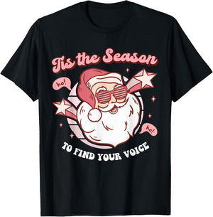 Speech Language Therapy Christmas Retro SLP Santa Therapist T-Shirt - T-Shirt | Black