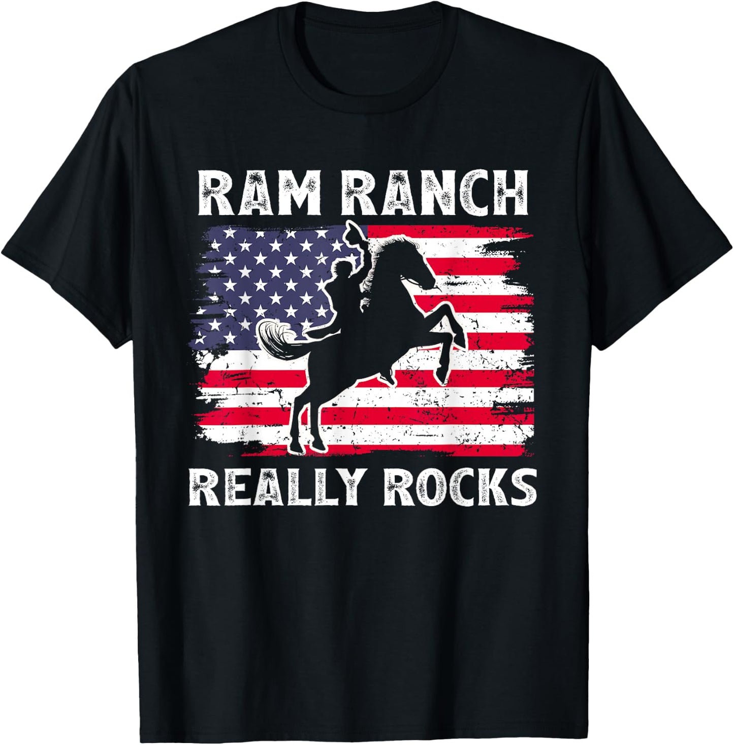 Ram Ranch Really Rocks Vintage Western Life Country USA FLag Women Men T-Shirt - T-Shirt | Black