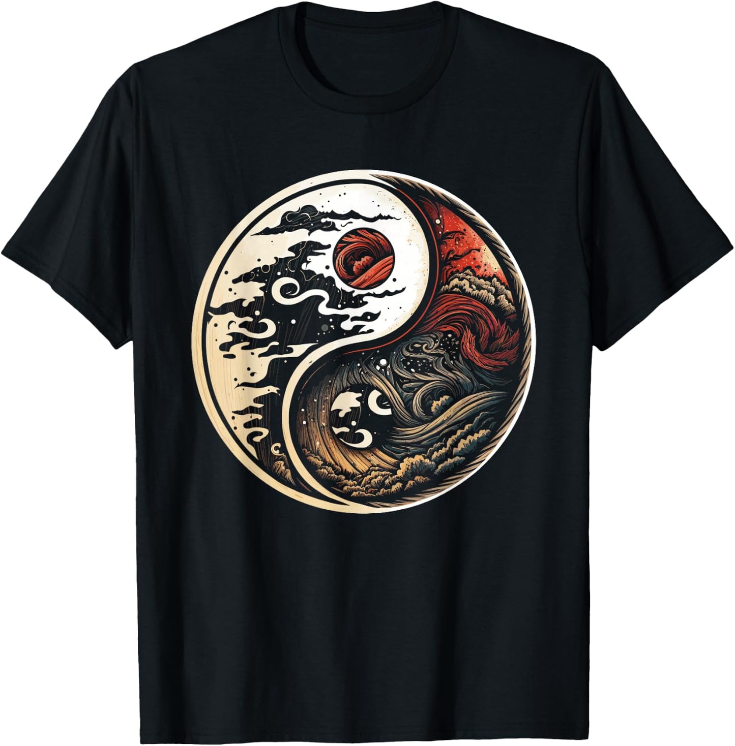 Balance and Harmony: Yin Yang Symbol, Nature Lover T-Shirt - T-Shirt | Black