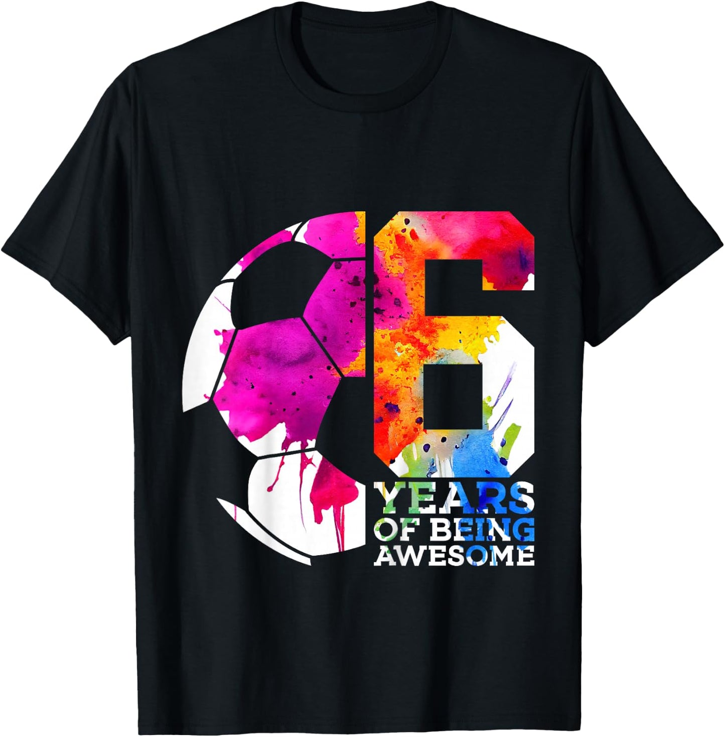Kids 6 YEARS OF BEING AWESOME SOCCER 6TH BIRTHDAY T-Shirt - T-Shirt | Black