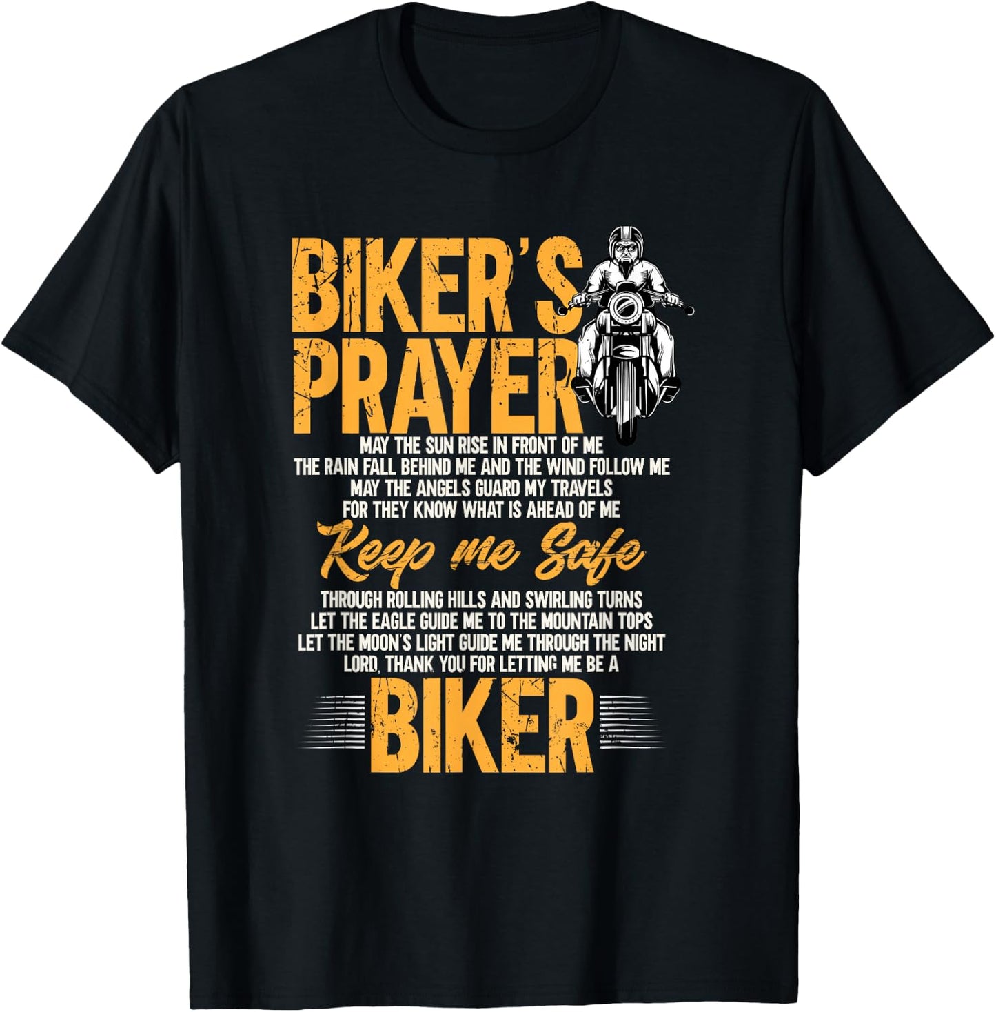 Biker's Prayer Vintage Motorcycle Biker Biking Motorcycling T-Shirt - T-Shirt | Black
