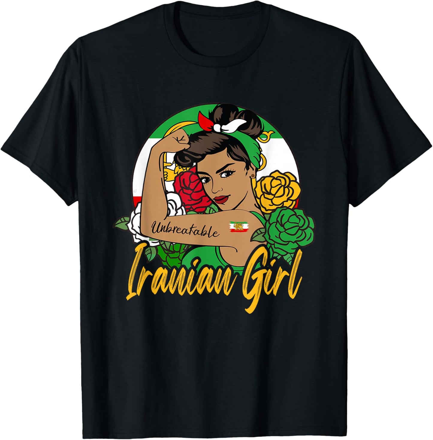 Iran Iranian For Girl Flag Lion Persian T-Shirt - T-Shirt | Black