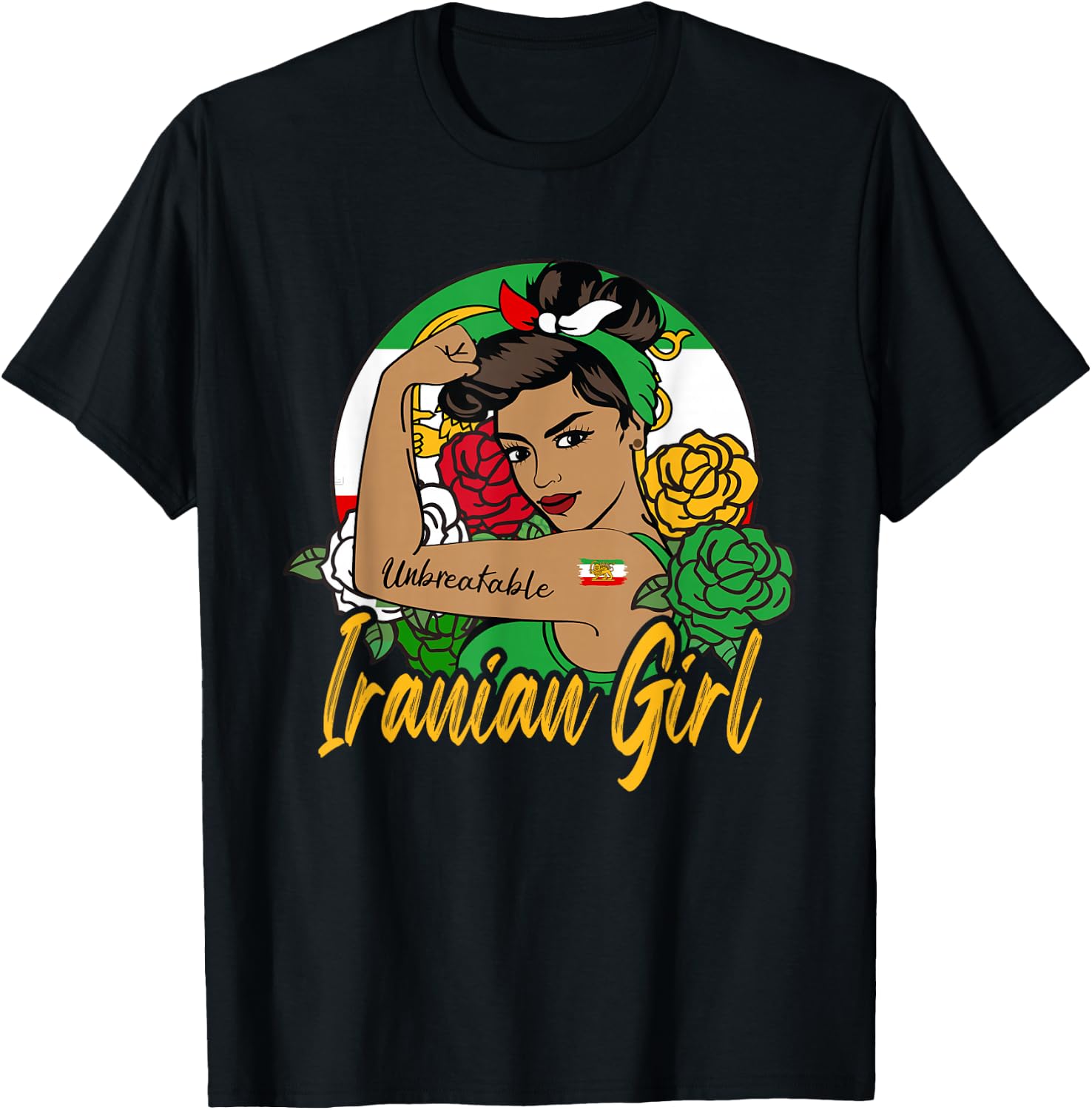 Iran Iranian For Girl Flag Lion Persian T-Shirt - T-Shirt | Black
