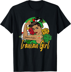 Iran Iranian For Girl Flag Lion Persian T-Shirt - T-Shirt | Black