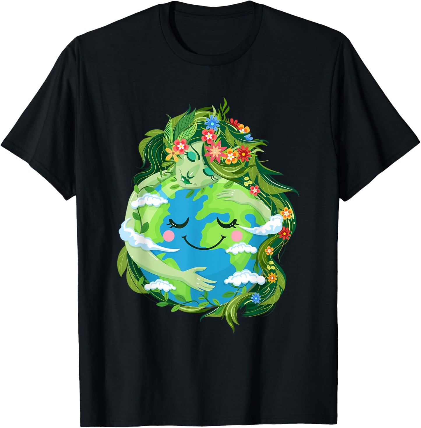 Cute Green Mother Gaia Save Our Planet Earth Day Women Girl T-Shirt - T-Shirt | Black