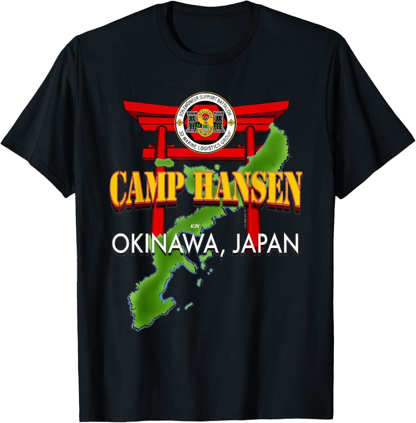 9th Engineer Support Battalion Camp Hansen Okinawa Japan T-Shirt - T-Shirt | Black