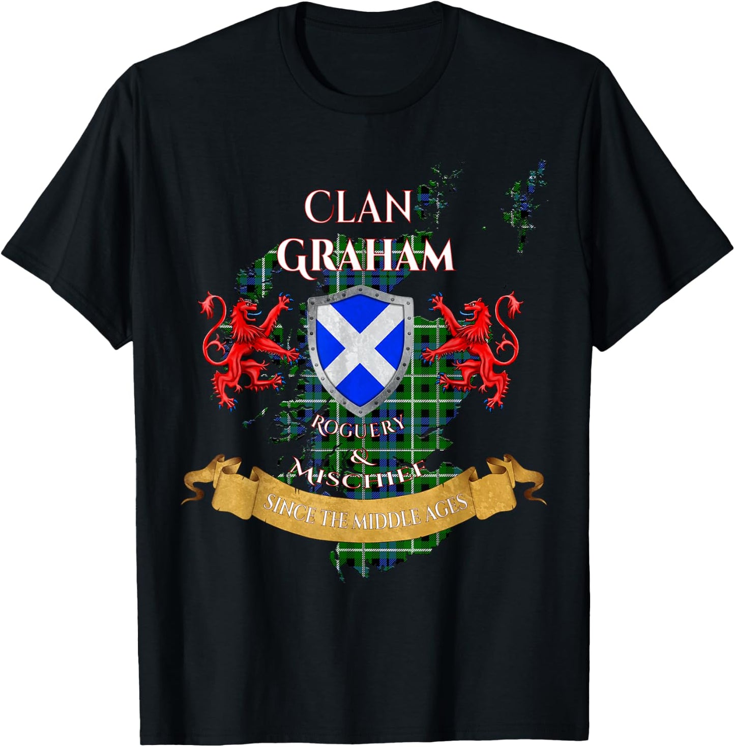 Graham Scottish Family Clan Middle Ages Mischief T-Shirt - T-Shirt | Black