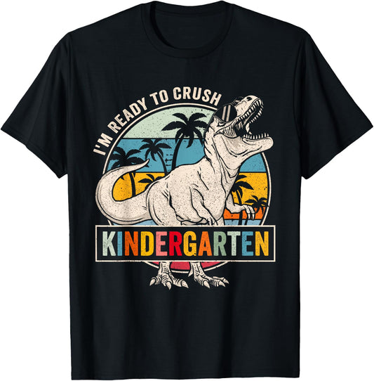 I'm Ready To Crush Kindergarten Dinosaur Boys Back To School T-Shirt - T-Shirt | Black