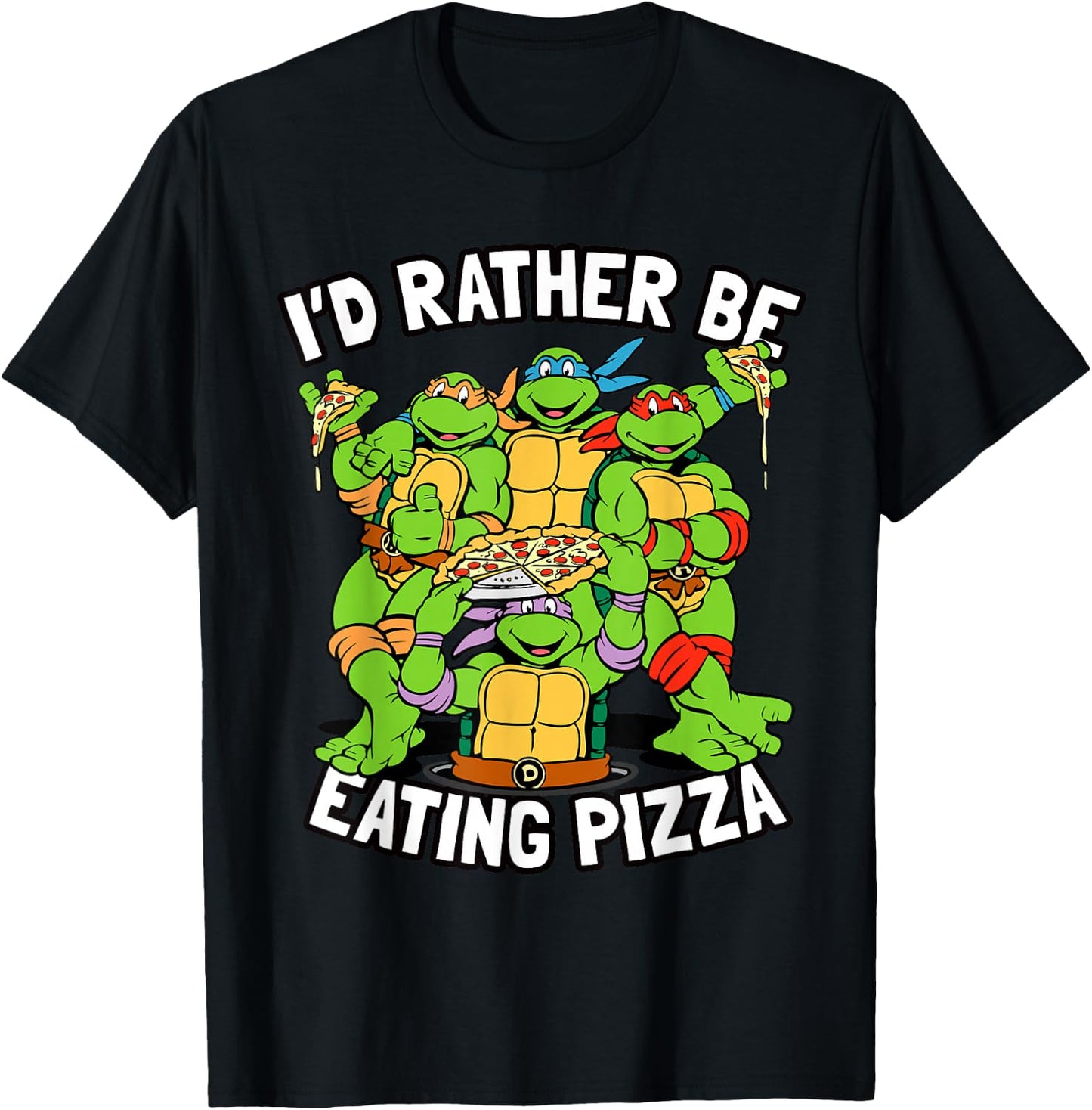 I'd Rather Be Eating Pizza TMNT T-Shirt - T-Shirt | Black