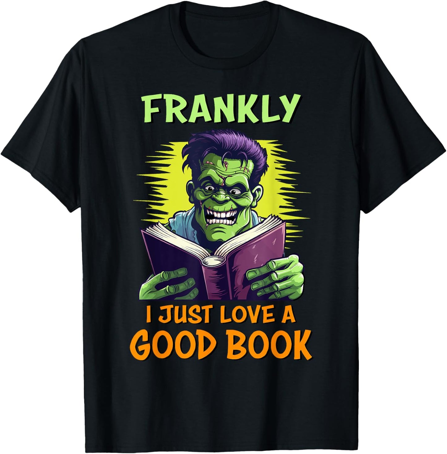 Funny Halloween Teacher Librarian Frankenstein Reading Books T-Shirt - T-Shirt | Black