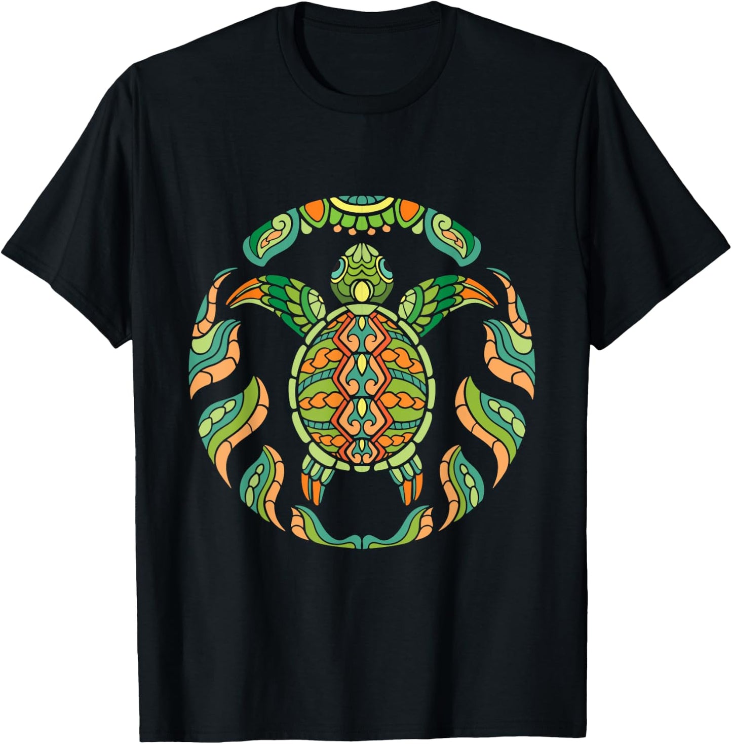 Ethnic Blue Turtle - Hawaiian Tribal Animal Lover Sea Beach Women Kids T-Shirt - T-Shirt | Black
