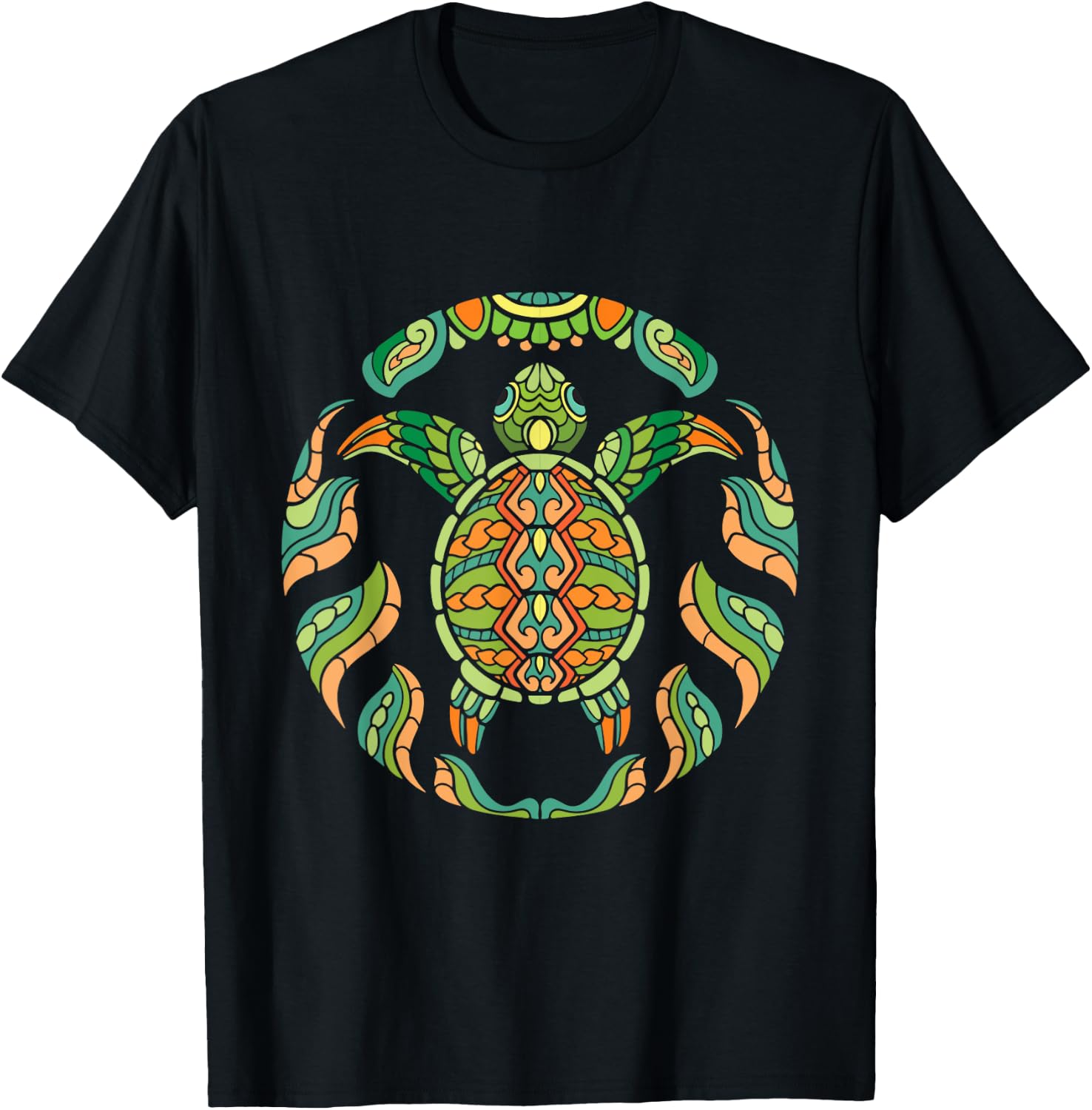 Ethnic Blue Turtle - Hawaiian Tribal Animal Lover Sea Beach Women Kids T-Shirt - T-Shirt | Black