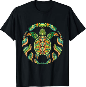 Ethnic Blue Turtle - Hawaiian Tribal Animal Lover Sea Beach Women Kids T-Shirt - T-Shirt | Black