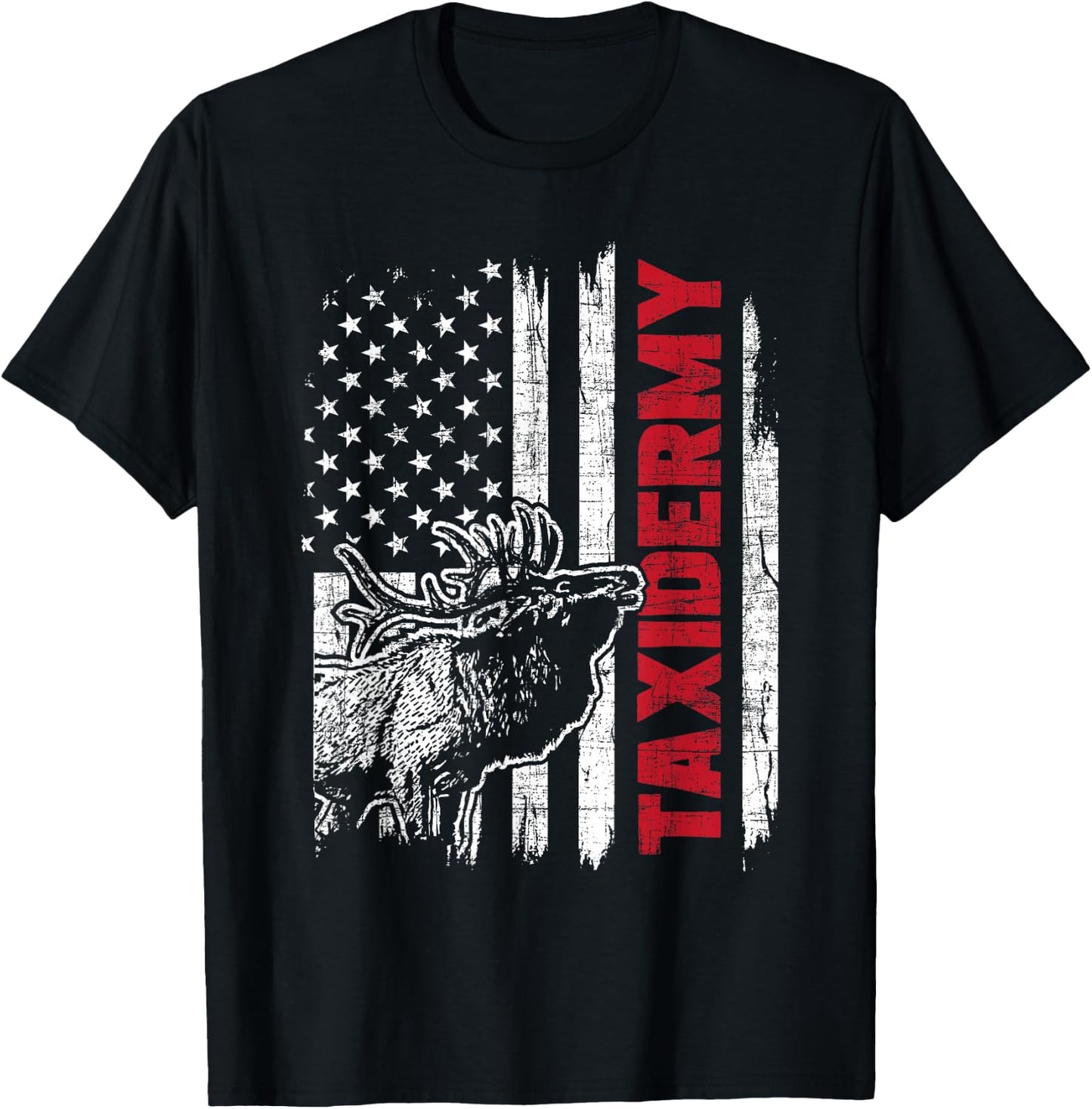 Taxidermy - USA Flag Taxidermist Deer Stuffing Animal Lover T-Shirt - T-Shirt | Black