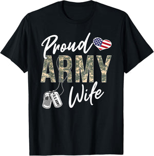 Proud Army Wife Army Graduation Wife US Army Wife Gifts T-Shirt - T-Shirt | Black