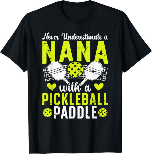 Pickleball Nana For Mother's Day Proud Pickleball Nana Grandma - Black, Women's Small T-Shirt - T-Shirt | Black