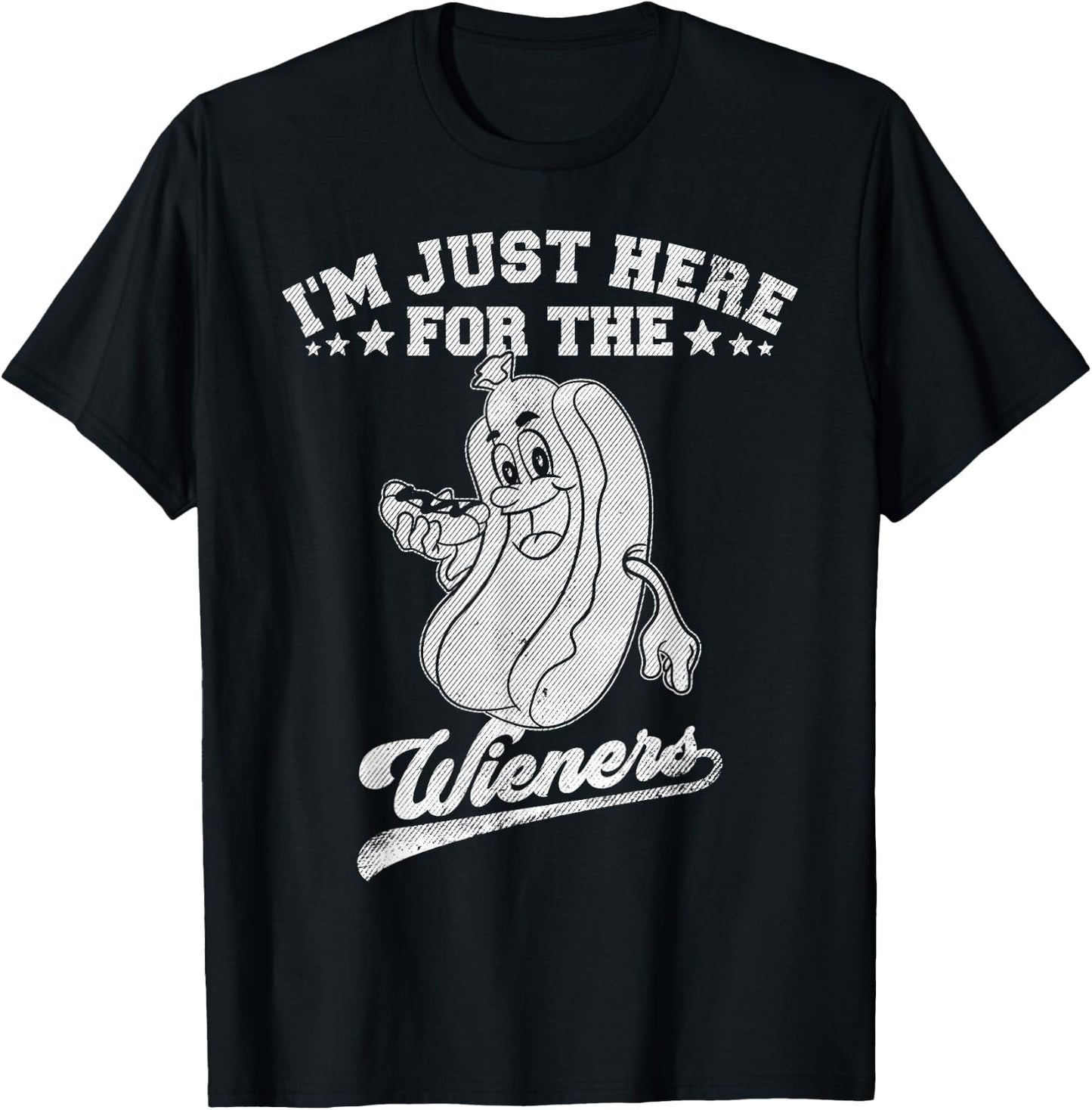 I'm Just Here For The Wieners Hotdog Meme Weiner Lover T-Shirt - T-Shirt | Black