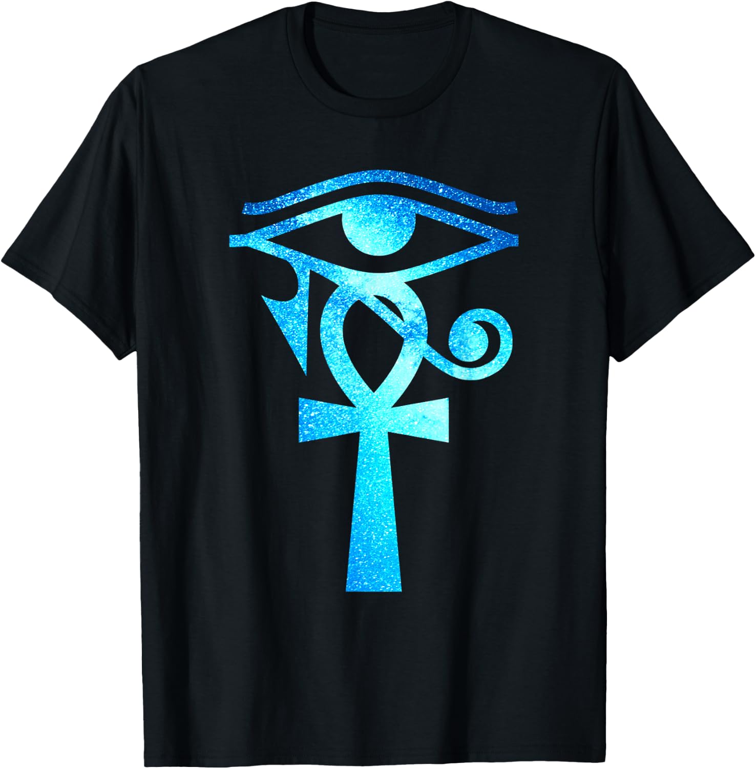 Ankh Eye of Horus Ancient Egyptian Symbol Galaxy Crux Ansata T-Shirt - T-Shirt | Black