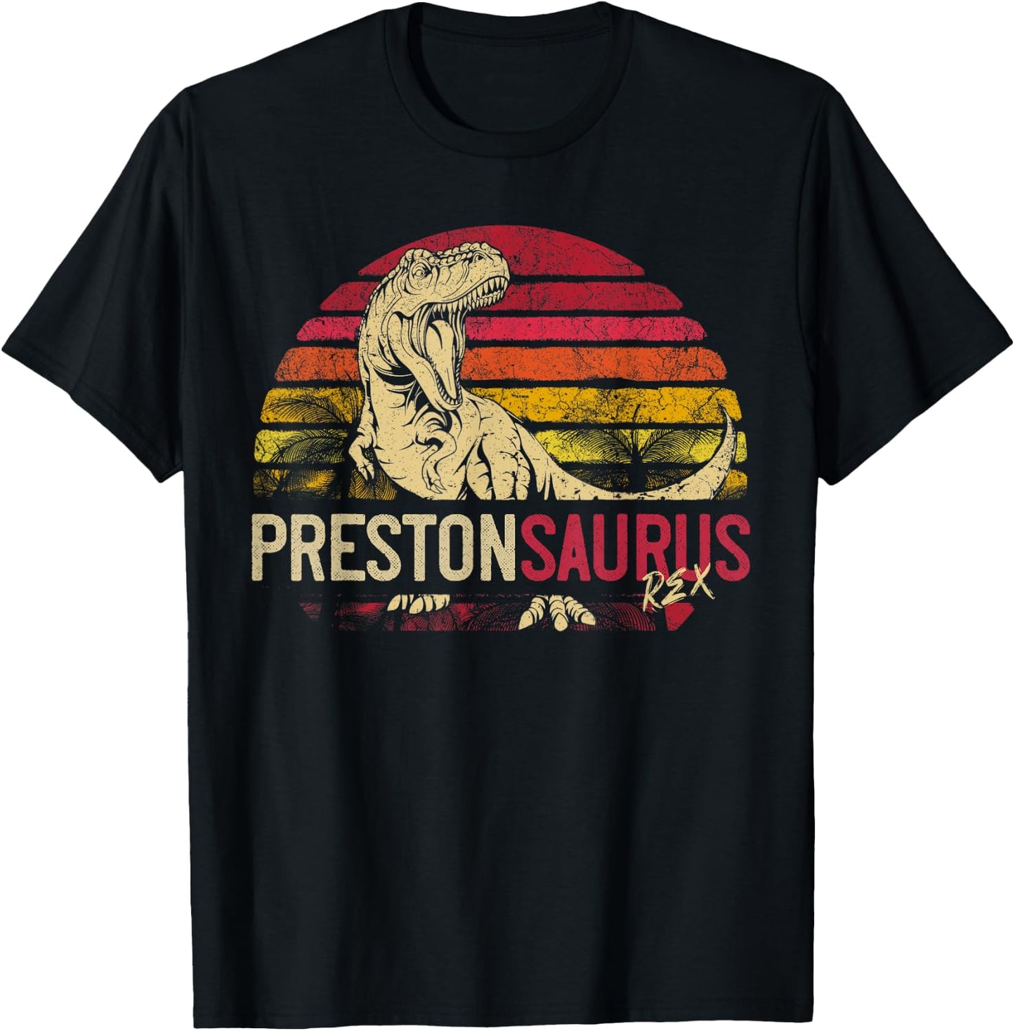 Preston Saurus Funny Personalized Dinosaur T Rex Name Gift T-Shirt - T-Shirt | Black