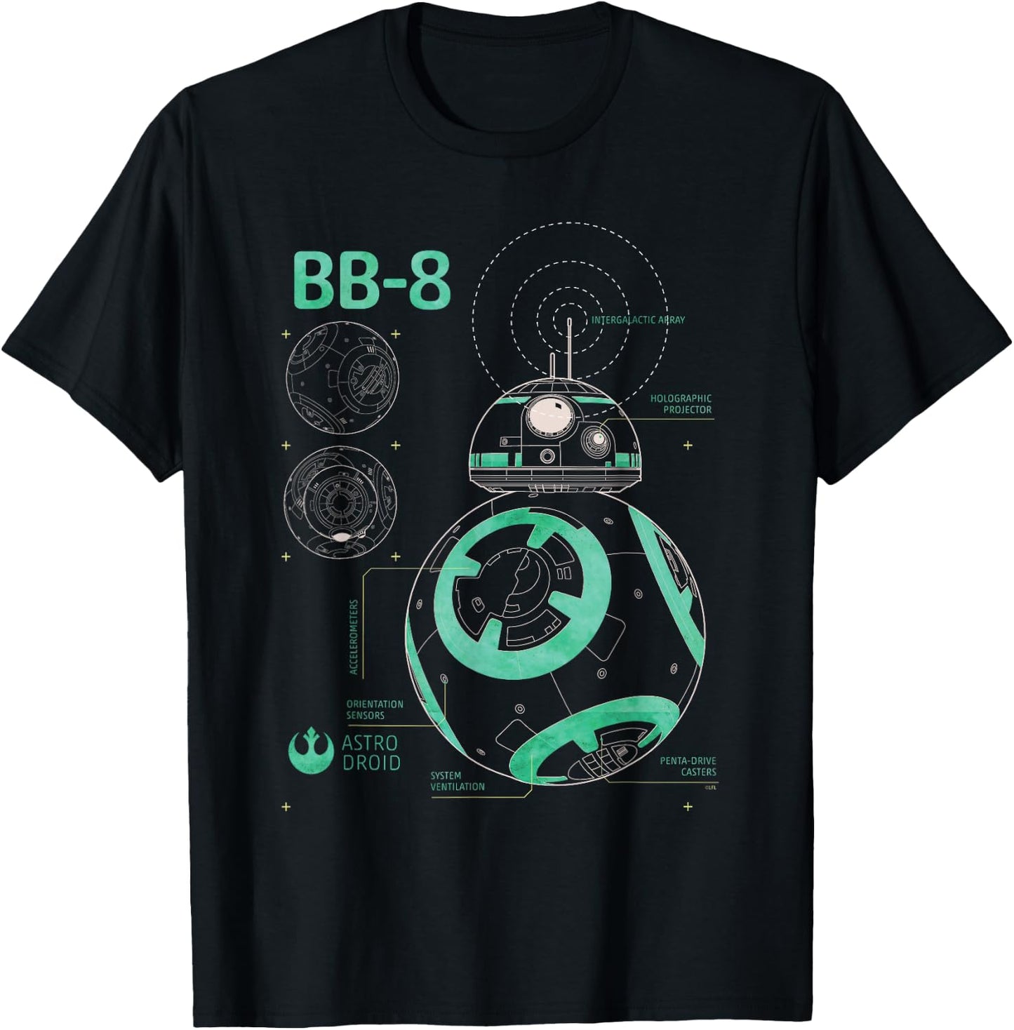 Star Wars BB-8 Astro Droid Blueprint T-Shirt - T-Shirt | Black
