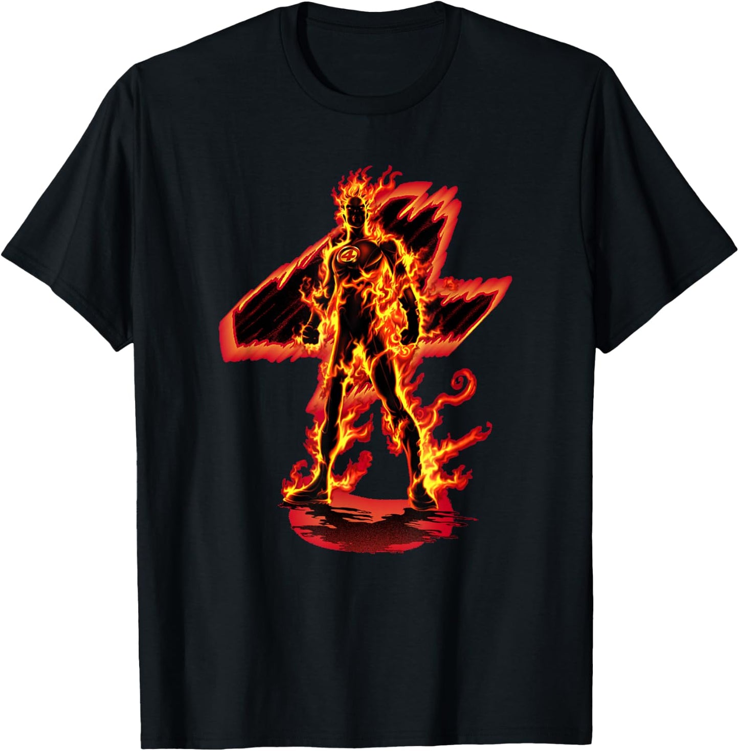 Marvel Fantastic Four Human Torch I Am The Flame! Logo T-Shirt - T-Shirt | Black