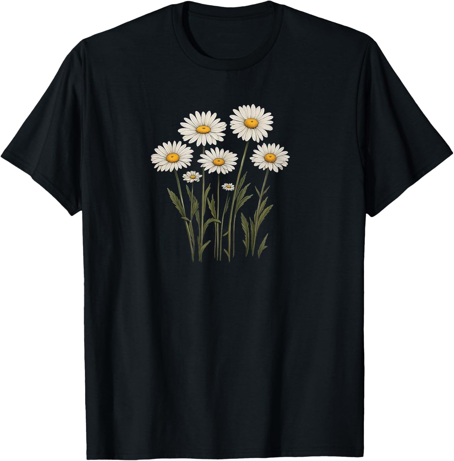 Daisy, Flowers, Colors, Summer, Floral, Minimal, Fashion T-Shirt - T-Shirt | Black