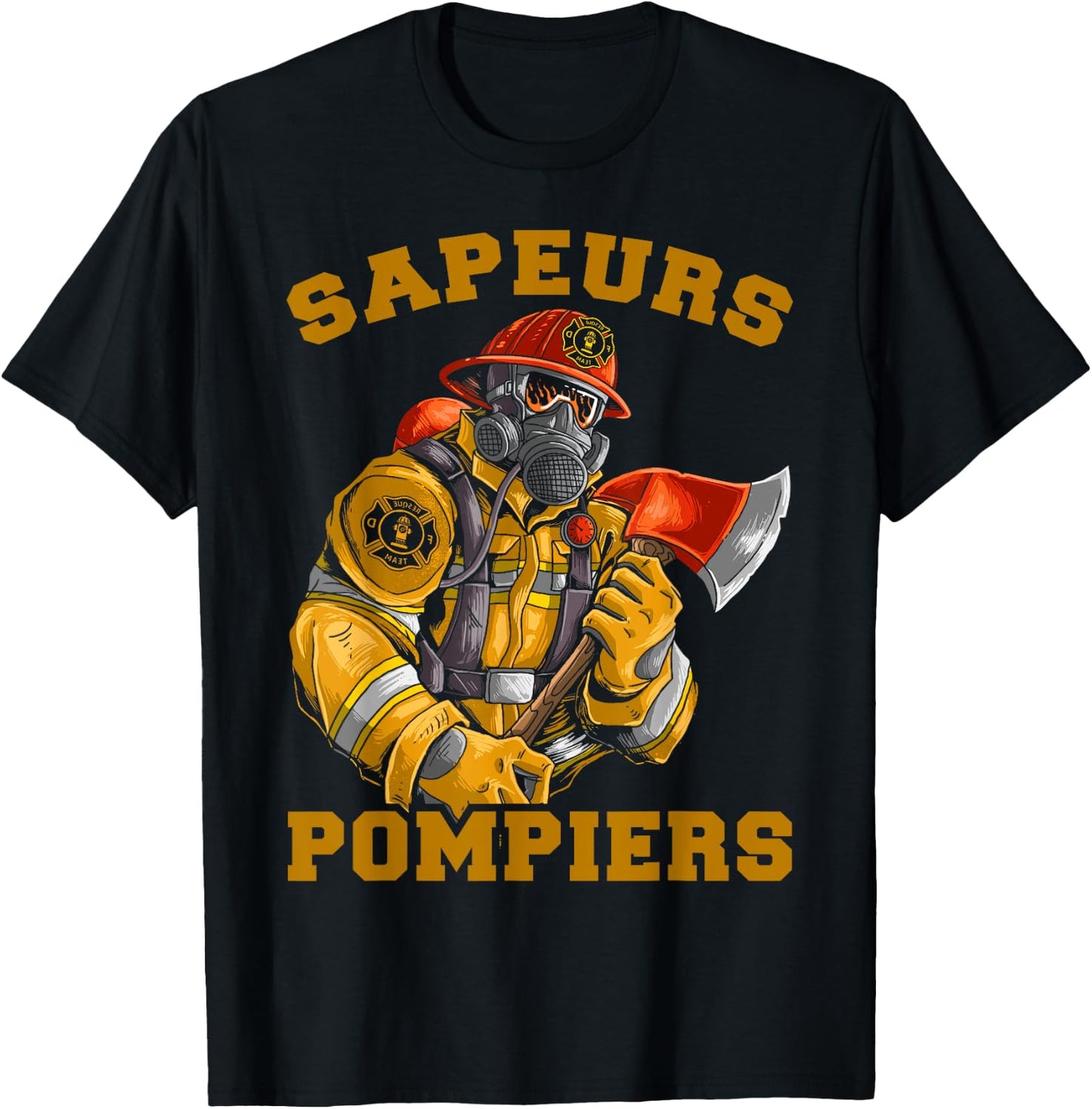 Fireman Sapeur Hero Save Life Extinguishing Fire Brigade T-Shirt - T-Shirt | Black