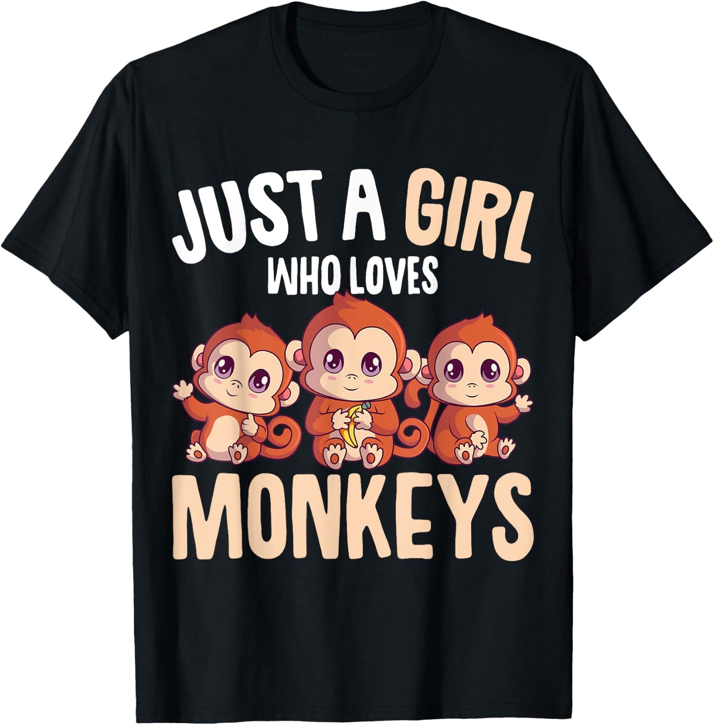 Just A Girl Who Loves Monkeys Kids T-Shirt - T-Shirt | Black