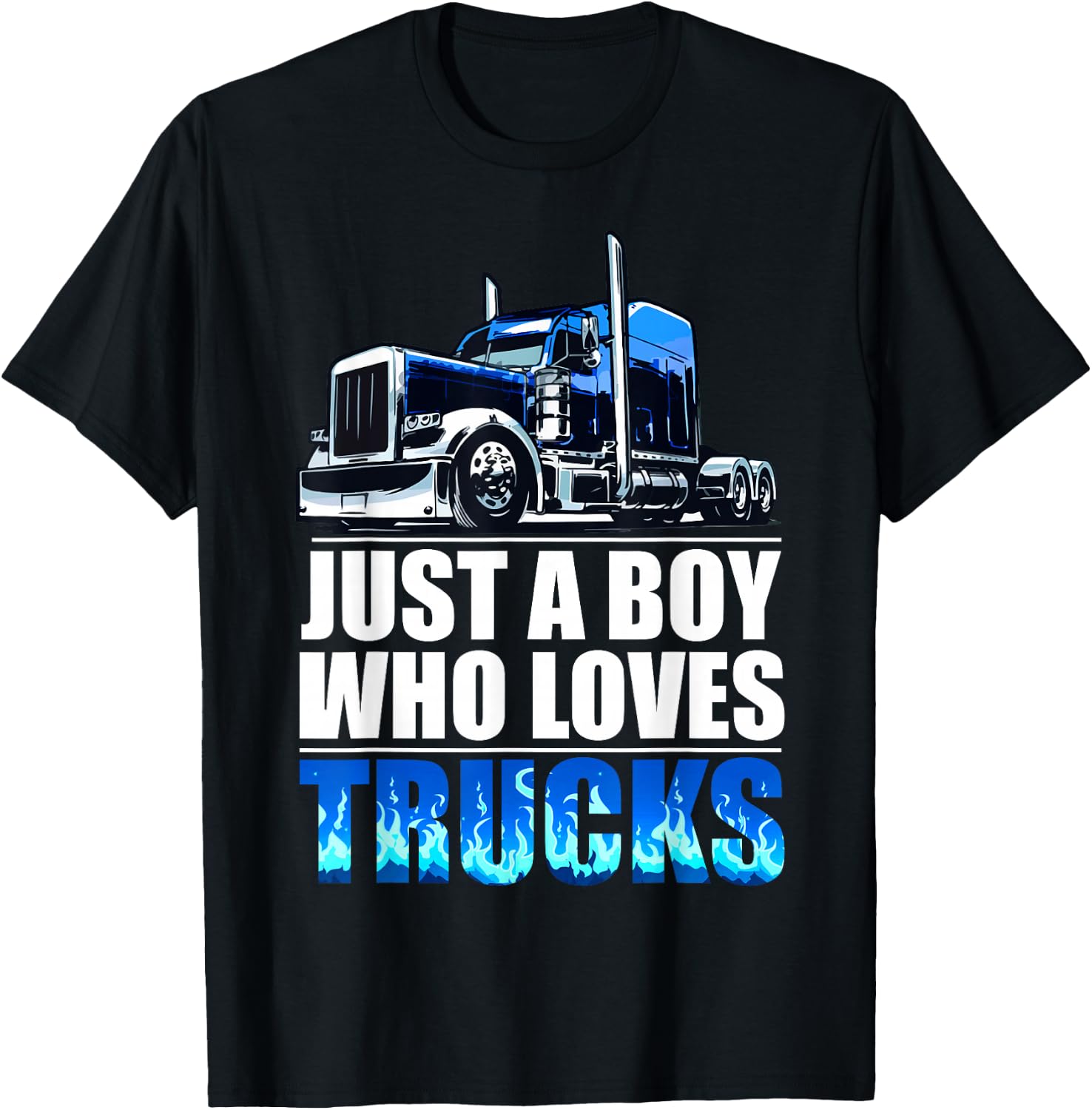 a boy who loves Semi Truck awesome big rig T-Shirt - T-Shirt | Black