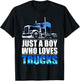 a boy who loves Semi Truck awesome big rig T-Shirt - T-Shirt | Black