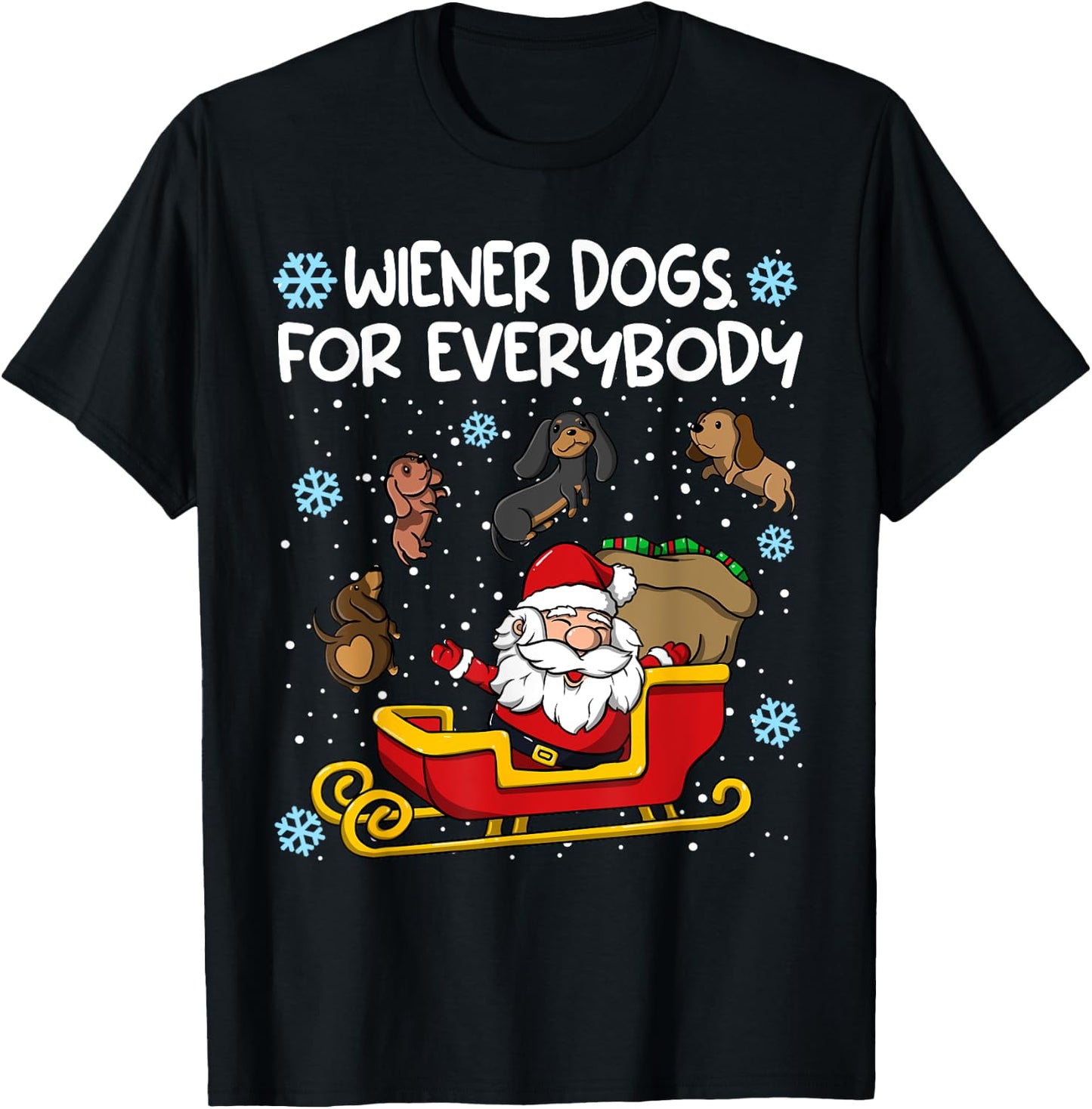 Wiener Dogs for Everybody Santa Funny Christmas Dachshund T-Shirt - T-Shirt | Black