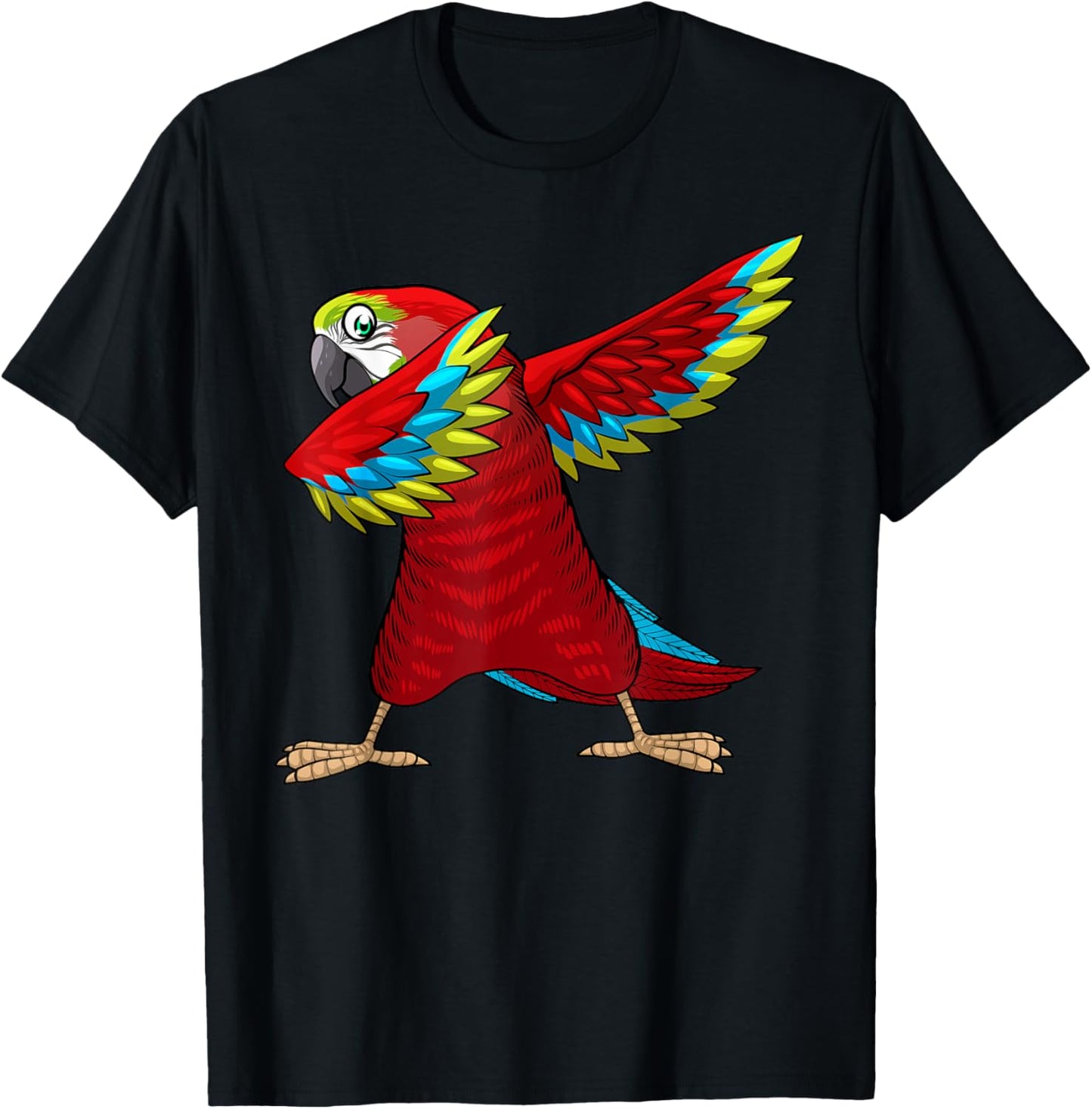 Funny Parrot Gift Parrot Lover Accessories & Stuff -Youth Black Cotton Blend Small Dabbing Parrot Tropical T-Shirt - T-Shirt | Black