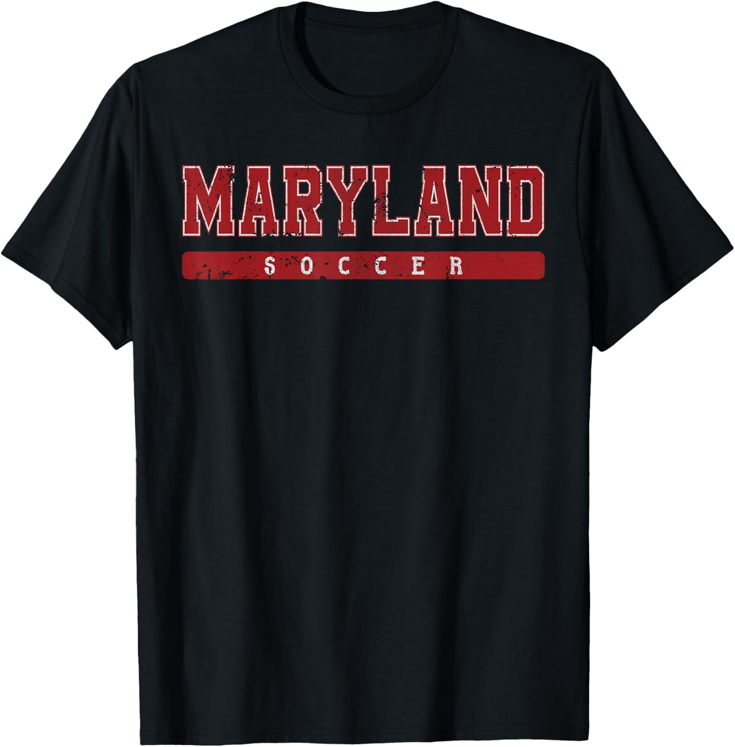 Maryland Soccer Red Vintage Text T-Shirt - T-Shirt | Black