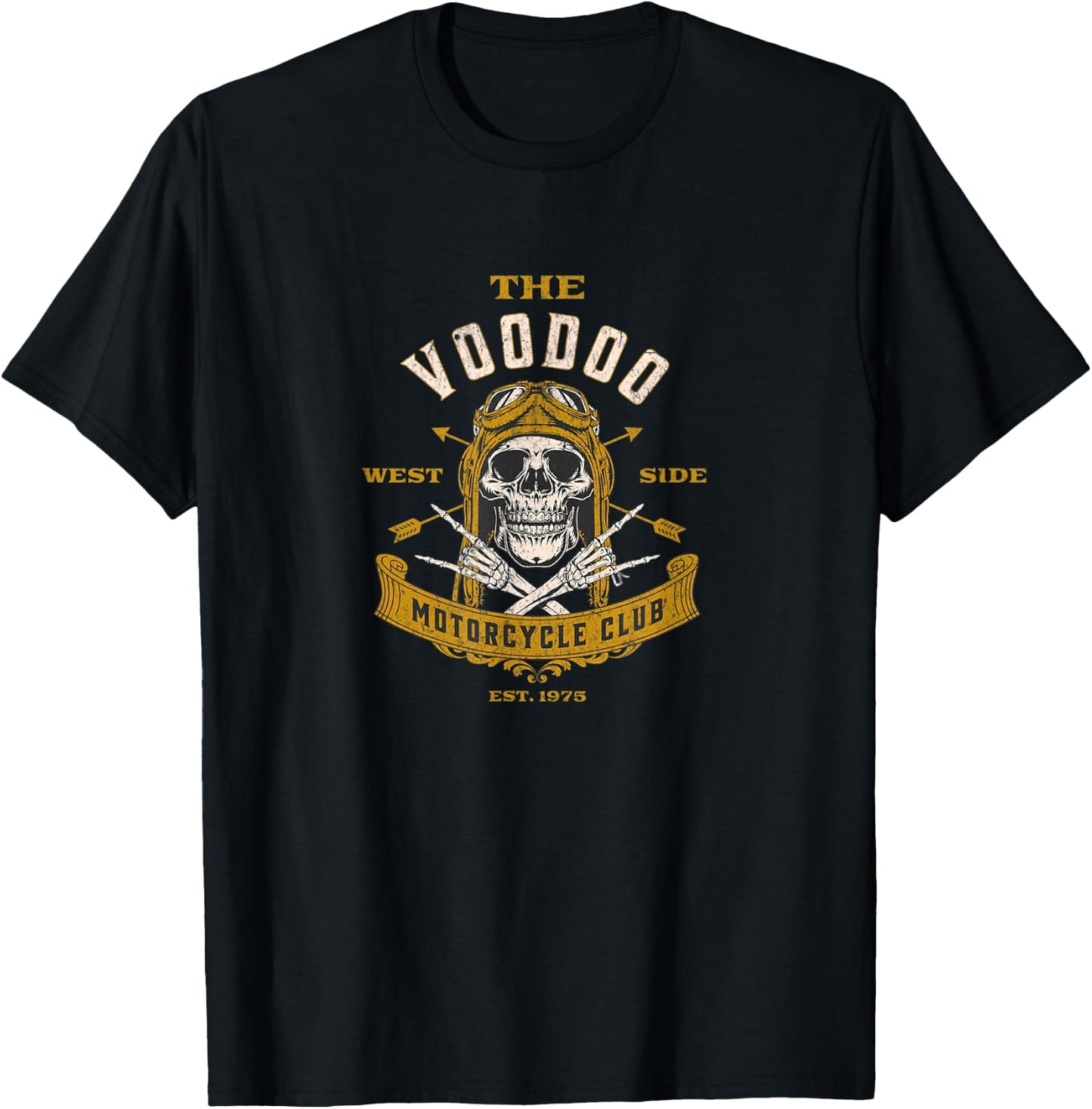 Voodoo Motorcycle Club - Orisha Biker Vintage Distressed T-Shirt - T-Shirt | Black
