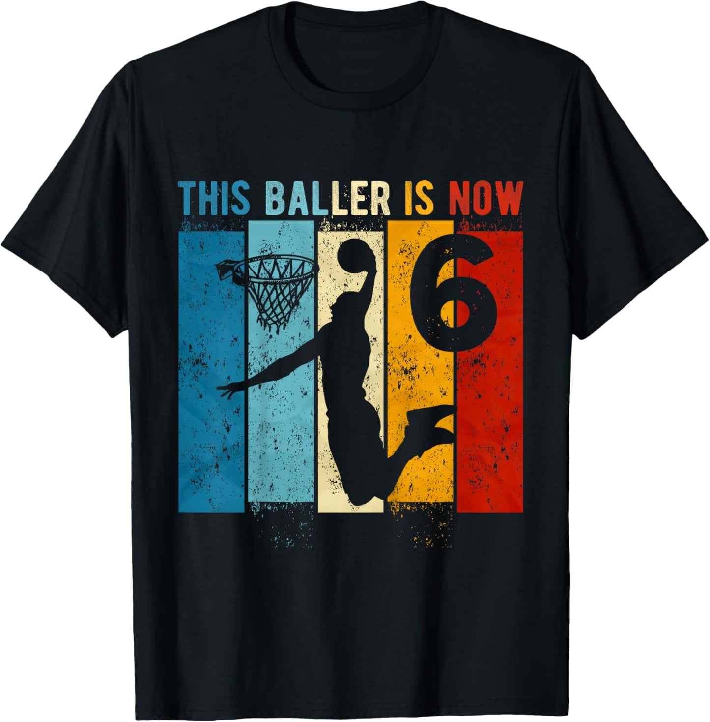 Kids 6 Year Old Basketball 6th Birthday Boy T-Shirt - T-Shirt | Black