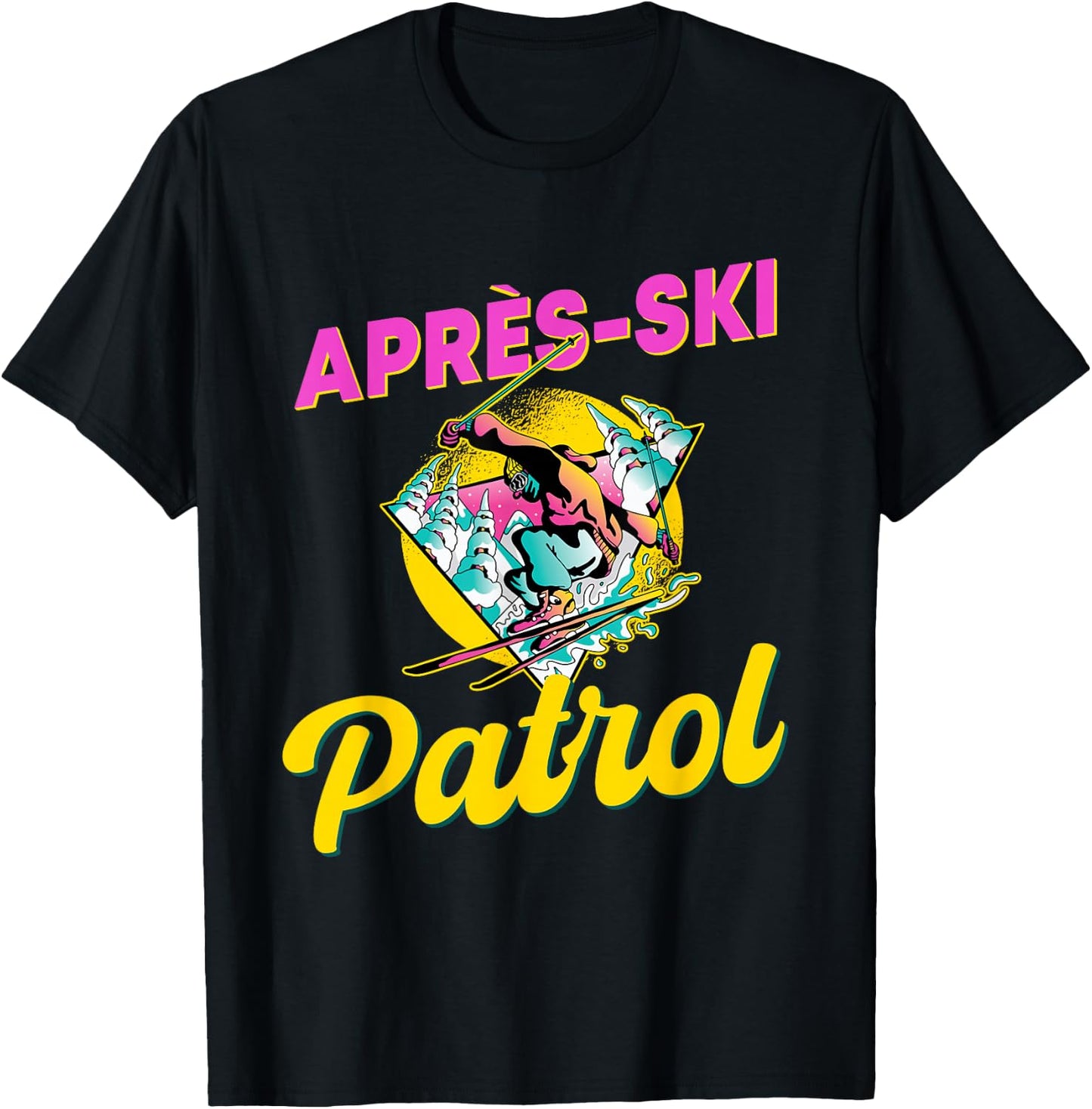 80s Retro Apres-Ski Patrol Wear 90s Skiing T-Shirt - T-Shirt | Black