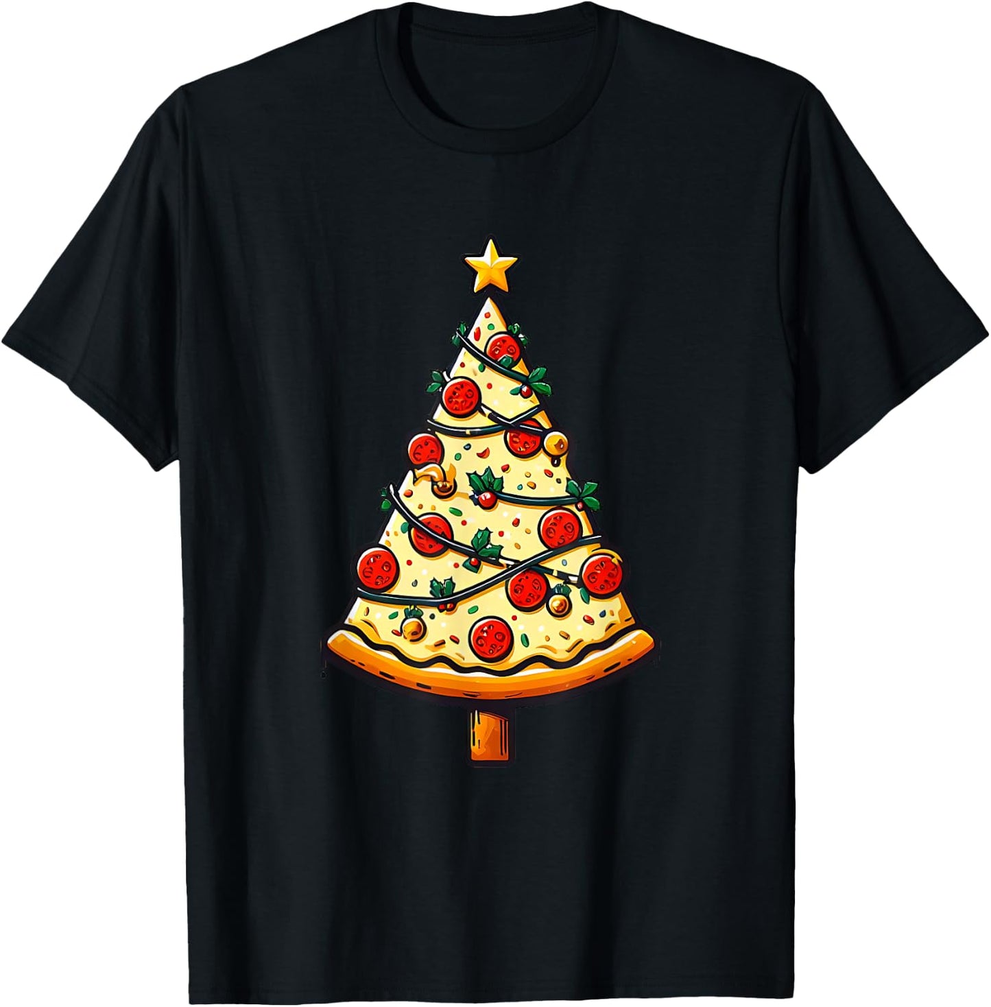 Pizza Christmas Tree T-Shirt - T-Shirt | Black