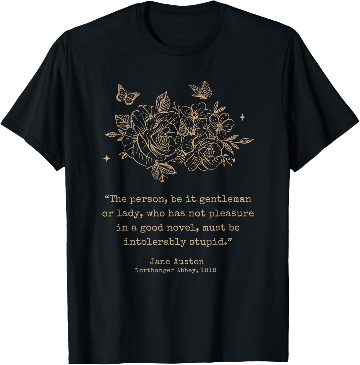 Jane Austen Dark Academia Bookish Bookworm Literary Novel T-Shirt - T-Shirt | Black