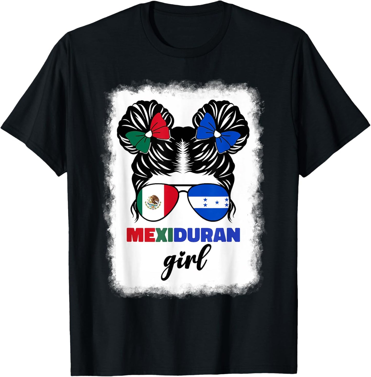Half Mexican And Honduran Mexico Honduras Flag Girl Kids T-Shirt - T-Shirt | Black