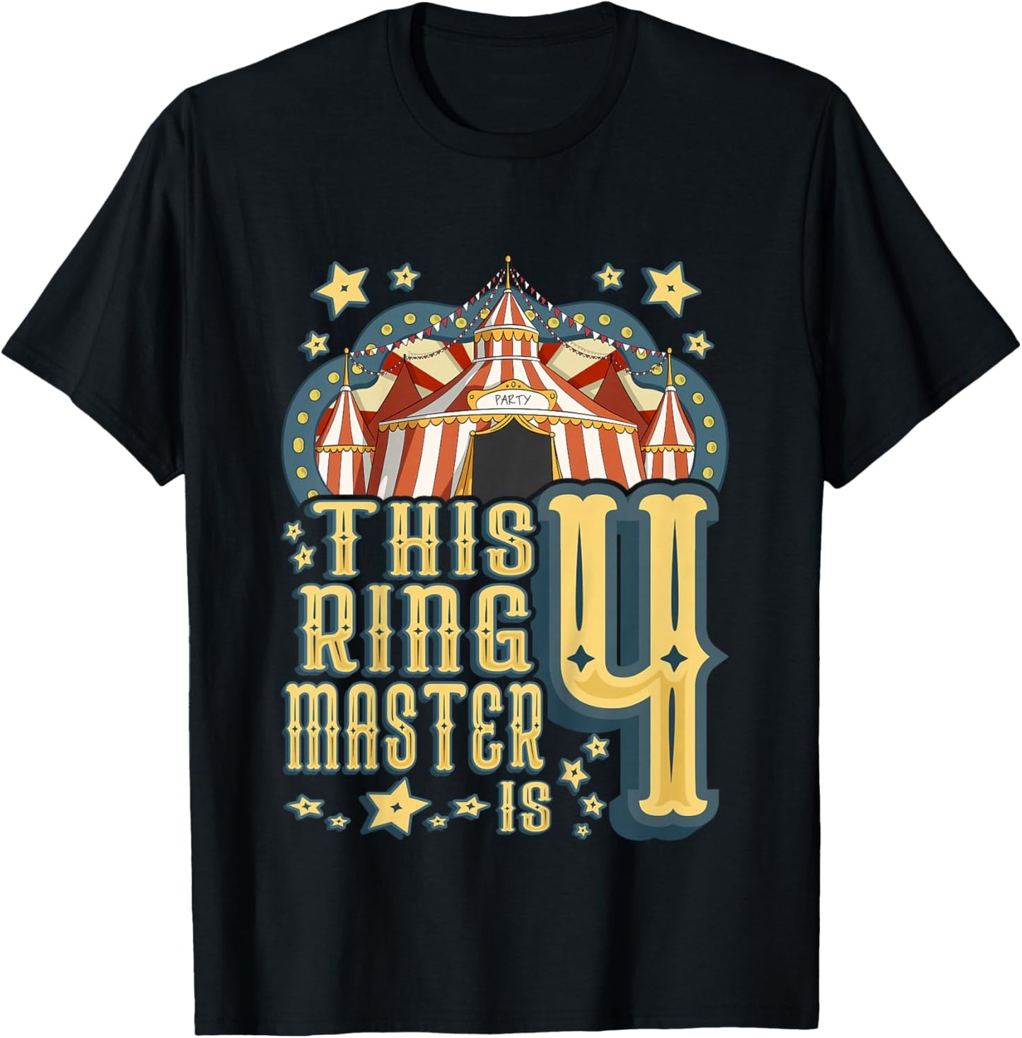 Kids This Ringmaster is 4 - Vintage Circus - fourth Birthday T-Shirt - T-Shirt | Black
