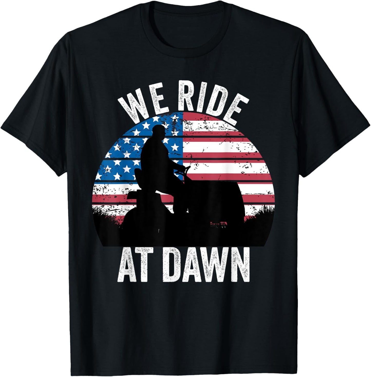 We Ride At Dawn Lawnmower Lawn Mowing Funny Dad Vintage Men T-Shirt - T-Shirt | Black