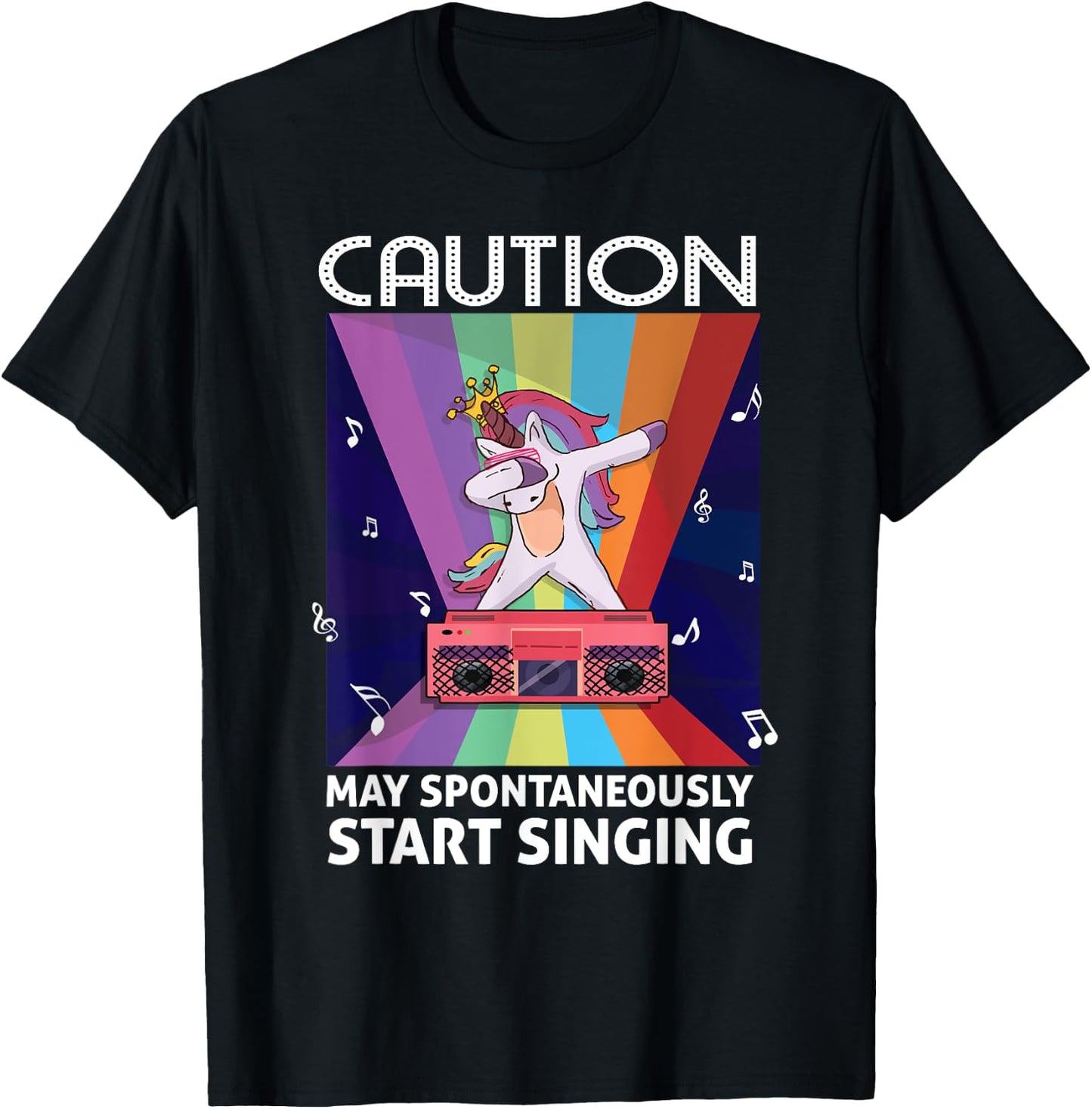 Singer Music Party Caution May Spontaneously start singing T-Shirt - T-Shirt | Black
