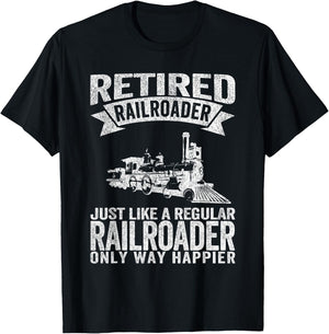 Retired Railroader Just Like A Normal Railroader Retro T-Shirt - T-Shirt | Black